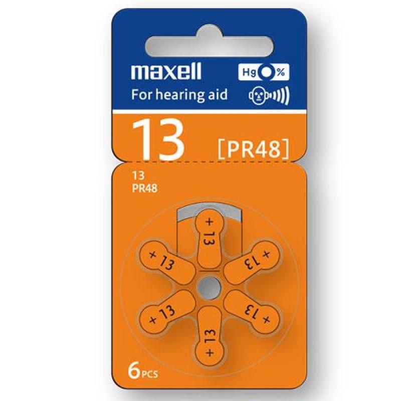 Батерия цинково въздушна MAXELL ZA13 6 бр. бутонни за слухов апарат в блистерна ниска цена с бърза доставка - BestPC.BG