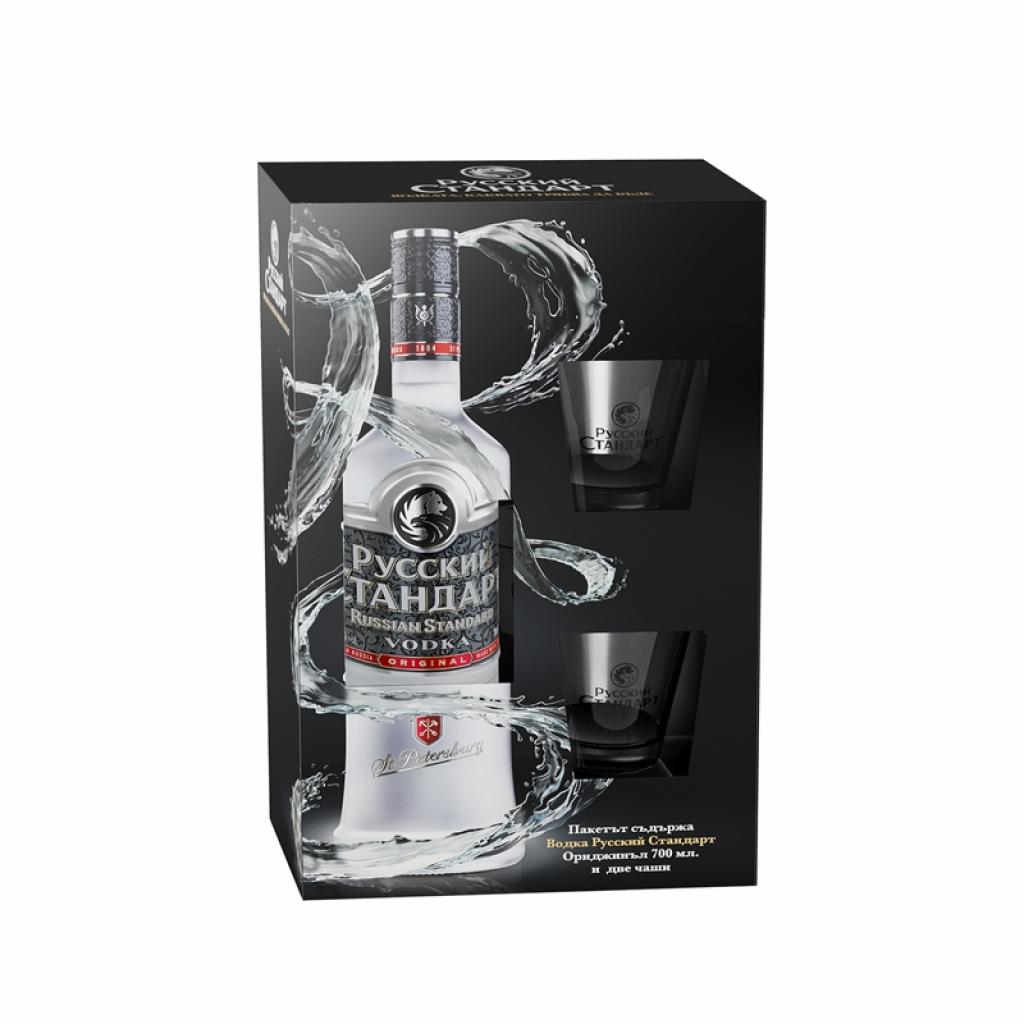 Руски Стандарт Водка, 700 ml, с подарък 2 чашина ниска цена с бърза доставка - BestPC.BG