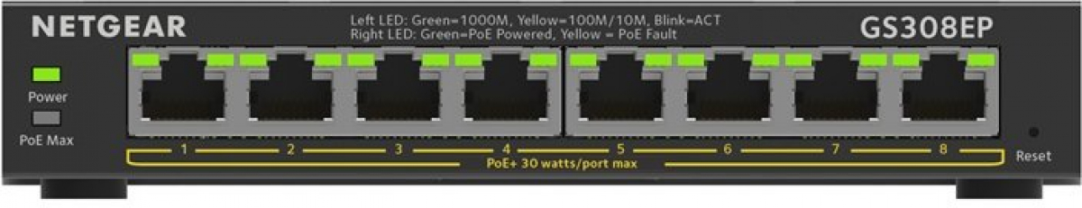 Комутатор/Суич Netgear 8 port GE Plus Switch W-POE+на ниска цена с бърза доставка - BestPC.BG