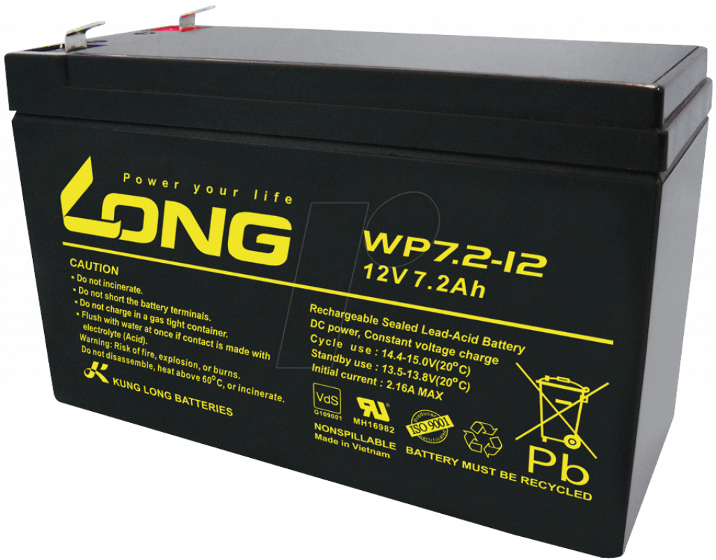 Батерия за UPS Aкумулаторна батерия Long WP7.2-12A, 12V 7.2Ah F2, за UPS, 151 х 65 х 94 ммна ниска цена с бърза доставка