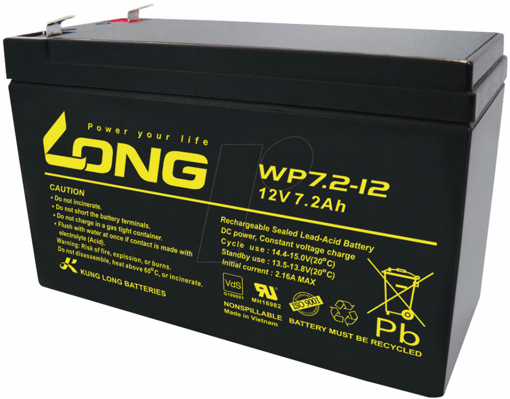 Aкумулаторна батерия Long WP7.2-12A, 12V 7.2Ah F2, за UPS, 151 х 65 х 94 ммна ниска цена с бърза доставка - BestPC.BG