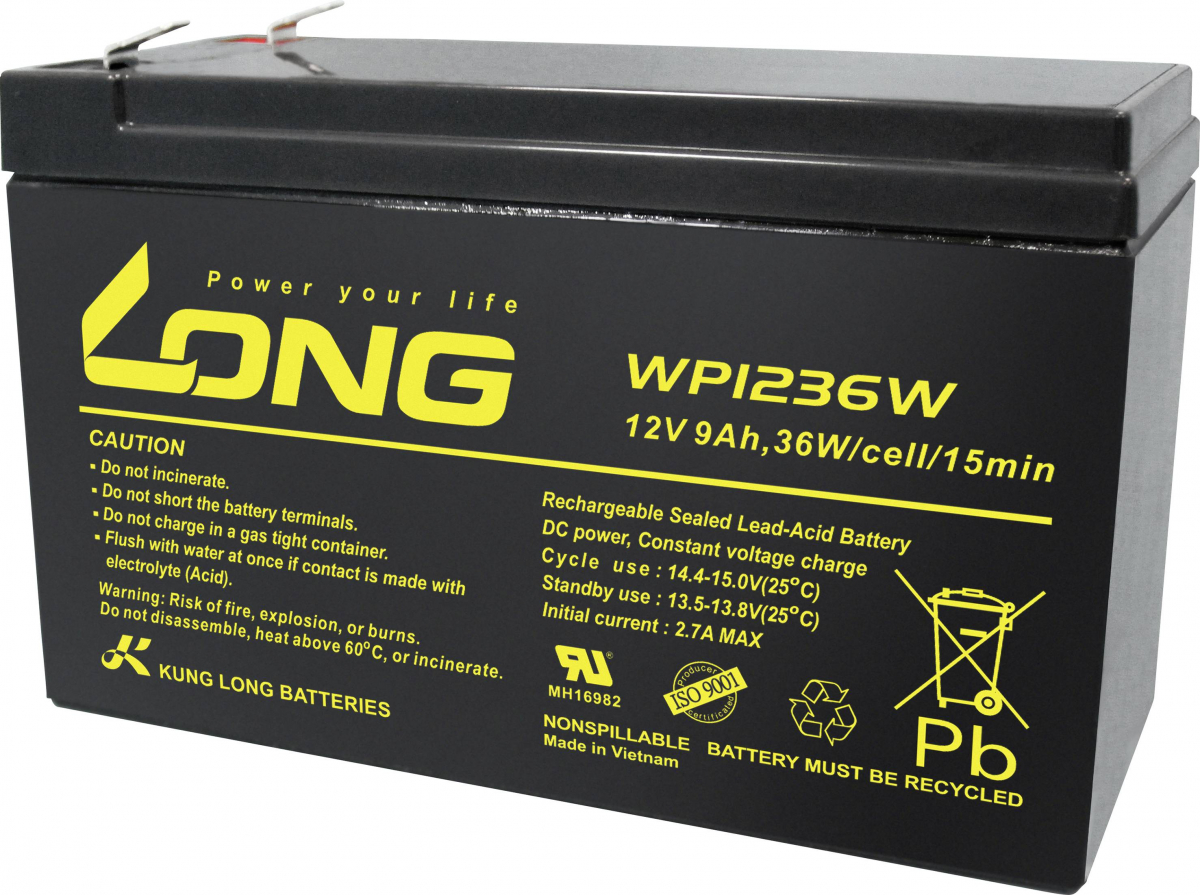Aкумулаторна батерия Long WP1236W, 12V 9Ah F2, за UPS, 151 х 65 х 94 ммна ниска цена с бърза доставка - BestPC.BG