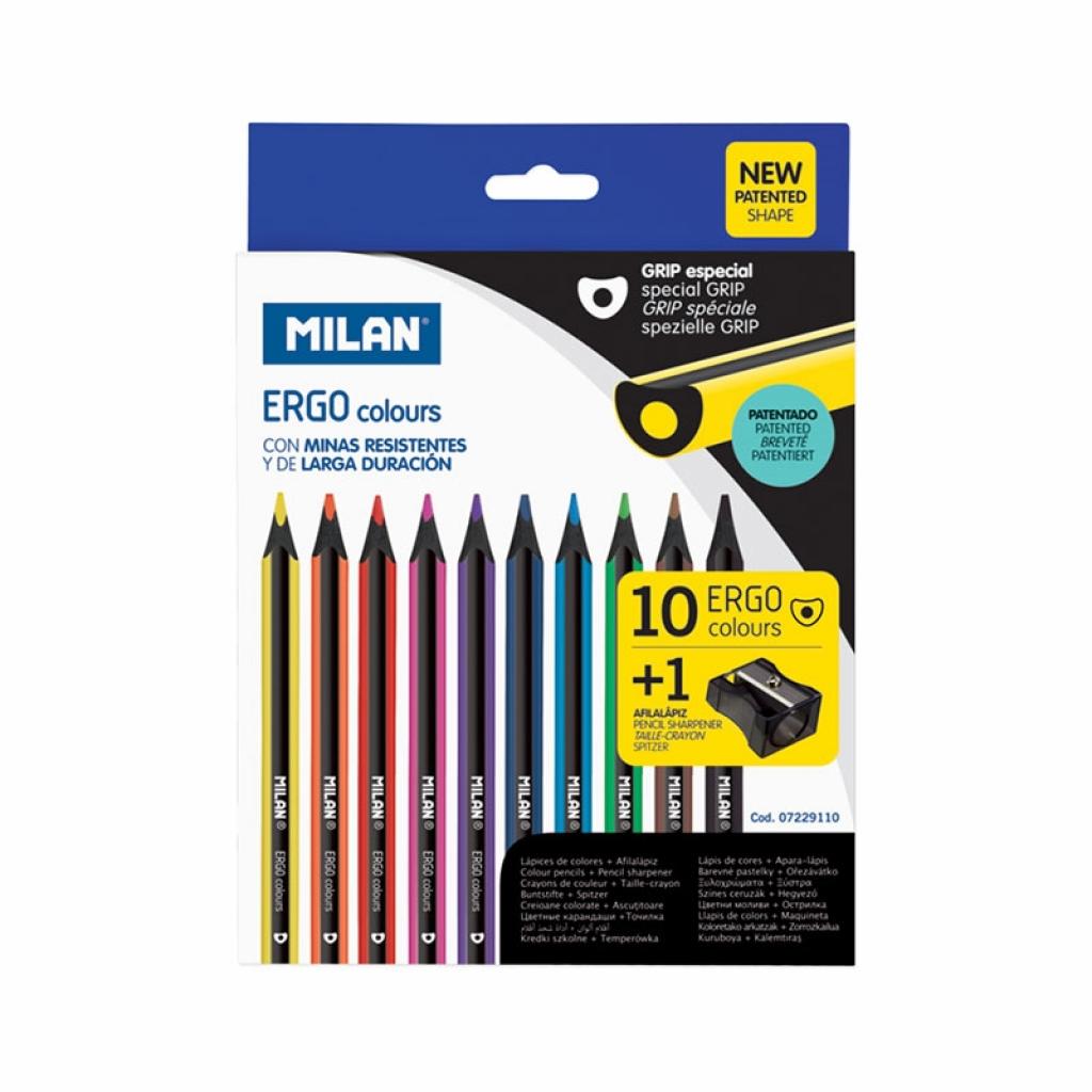 Milan Цветни моливи Ergo, 3.5 mm, 10 цвята, с включена острилкана ниска цена с бърза доставка - BestPC.BG