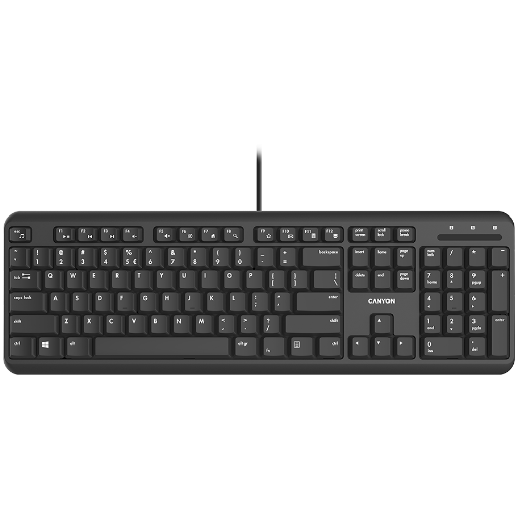 Клавиатура CANYON CNS-HKB02-BG, wired keyboard with Silent switches , 105 keys, чернана ниска цена с бърза доставка - BestPC.BG
