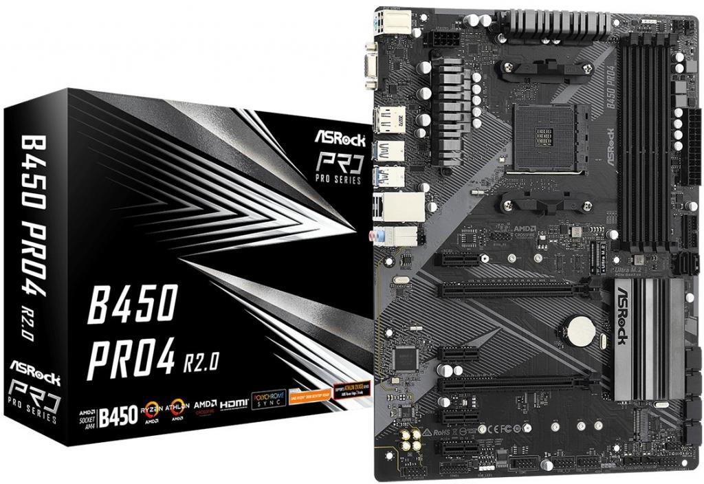 Дънна платка ASROCK B450 PRO4 AM4 B450,4xDDR4, HDMI-DP-D-Sub, 2xM.2 2, PCIe 3.0 x16на ниска цена с бърза доставка - BestPC.BG