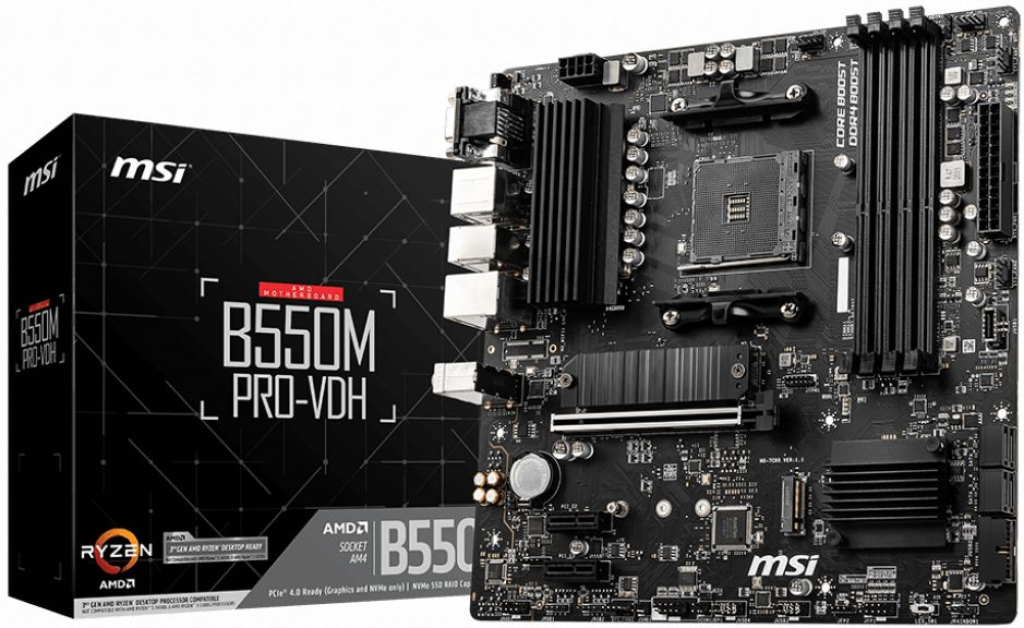 Дънна платка MSI B550M PRO-VDH (AM4, 4xDDR4, 1xPCI-E X16 4.0-3.0, 2xPCI-E X1на ниска цена с бърза доставка - BestPC.BG
