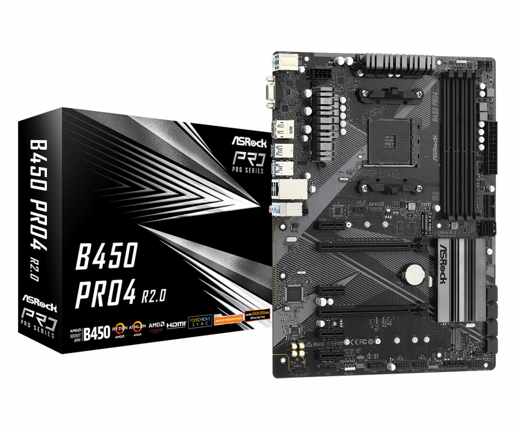 Дънна платка ASROCK B450 PRO4 R2.0 -AM4на ниска цена с бърза доставка - BestPC.BG