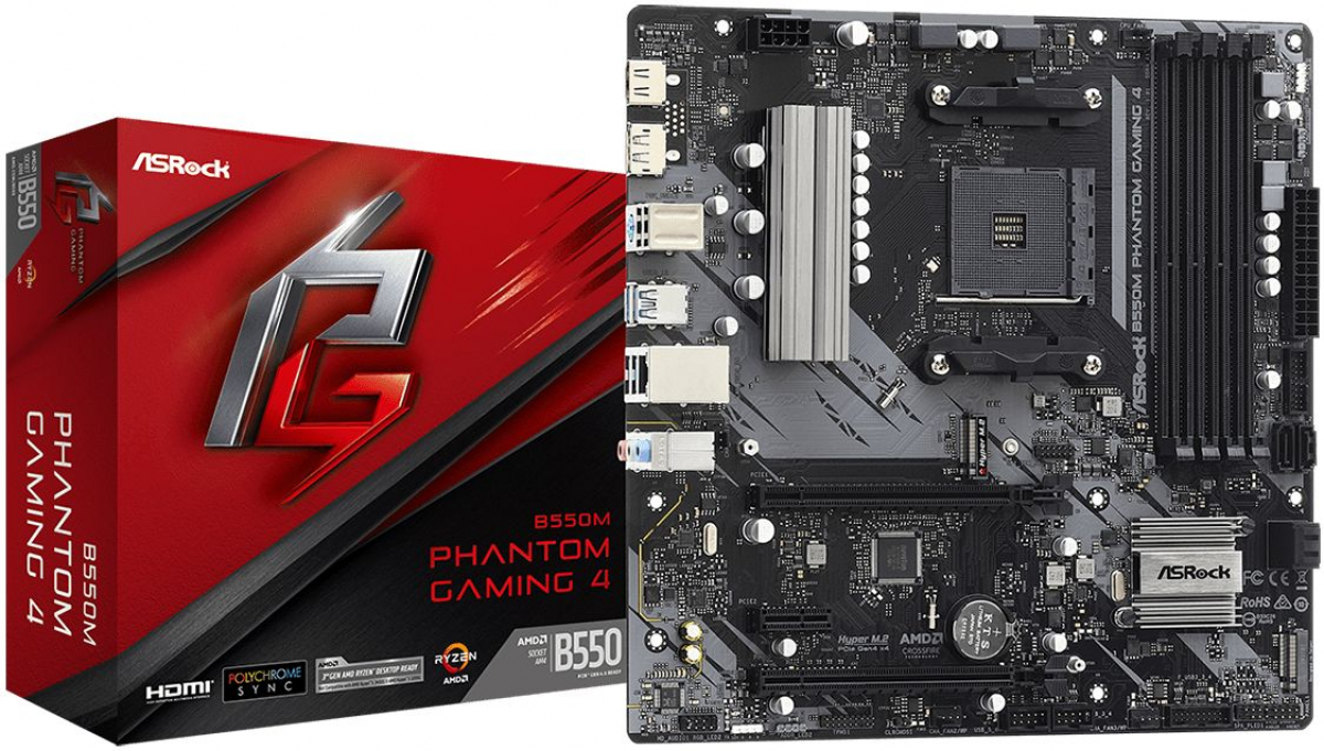 Дънна платка ASROCK B550M PHANTOM GAMING 4на ниска цена с бърза доставка - BestPC.BG