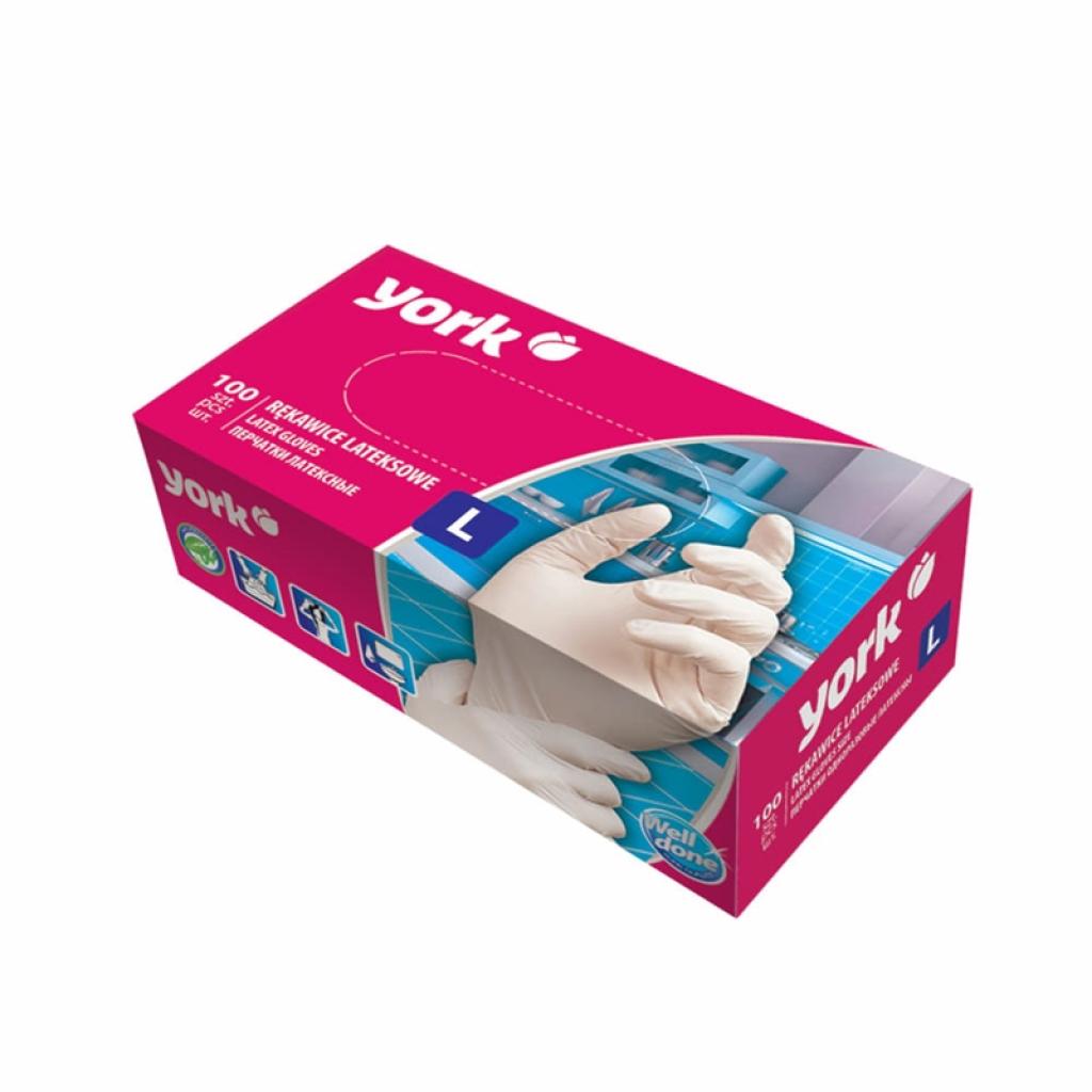 Почистващ продукт York Ръкавици, латексови, с пудра, L, 100 брояна ниска цена с бърза доставка - BestPC.BG