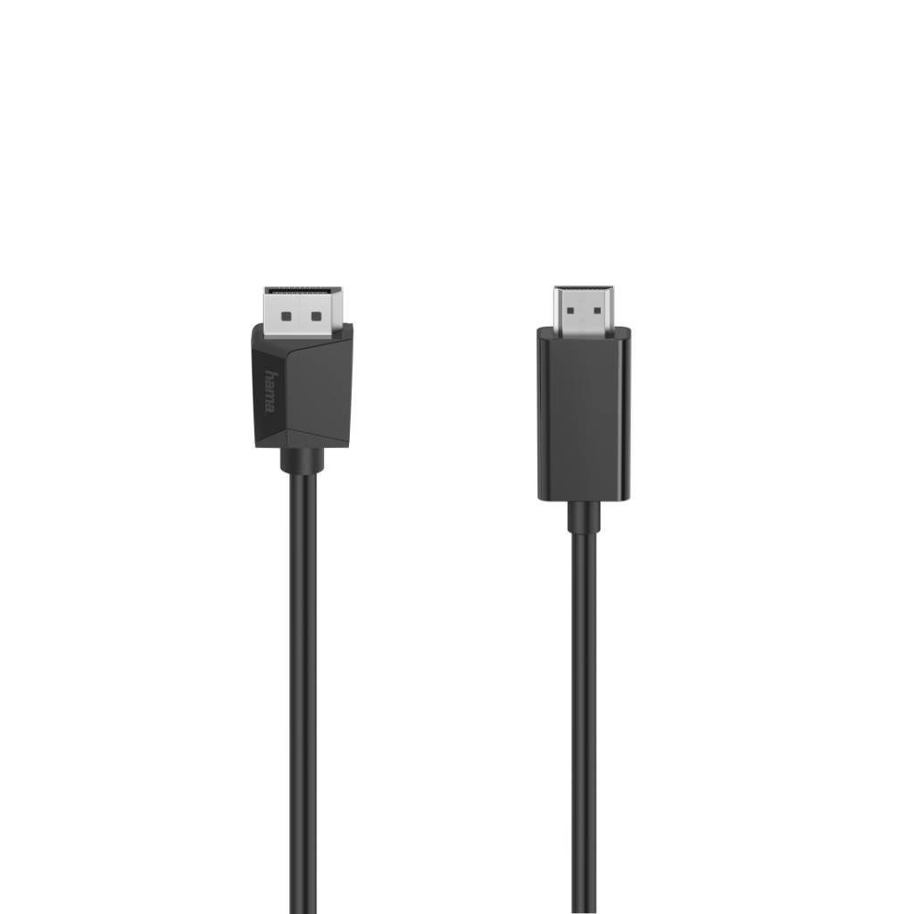 Кабел HAMA 200712, DisplayPort v.1.2 мъжко - HDMI мъжко, Ultra-HD, 4K, 1.5м, Черенна ниска цена с бърза доставка - BestPC.BG