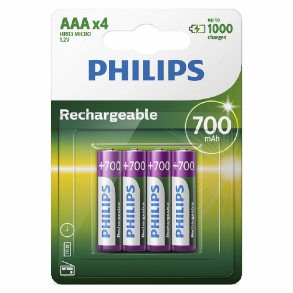 Батерия PHILIPS Rechargeable battery AAA 700mA 4pcsна ниска цена с бърза доставка - BestPC.BG