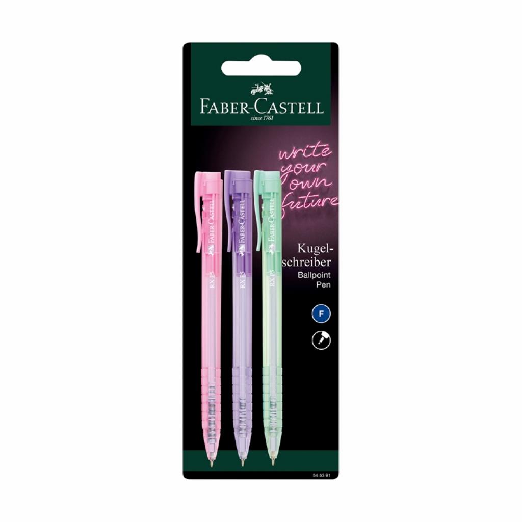 Канцеларски продукт Faber-Castell Химикалка RX5, автоматична, 0.5 mm, синя, 3 брояна ниска цена с бърза доставка