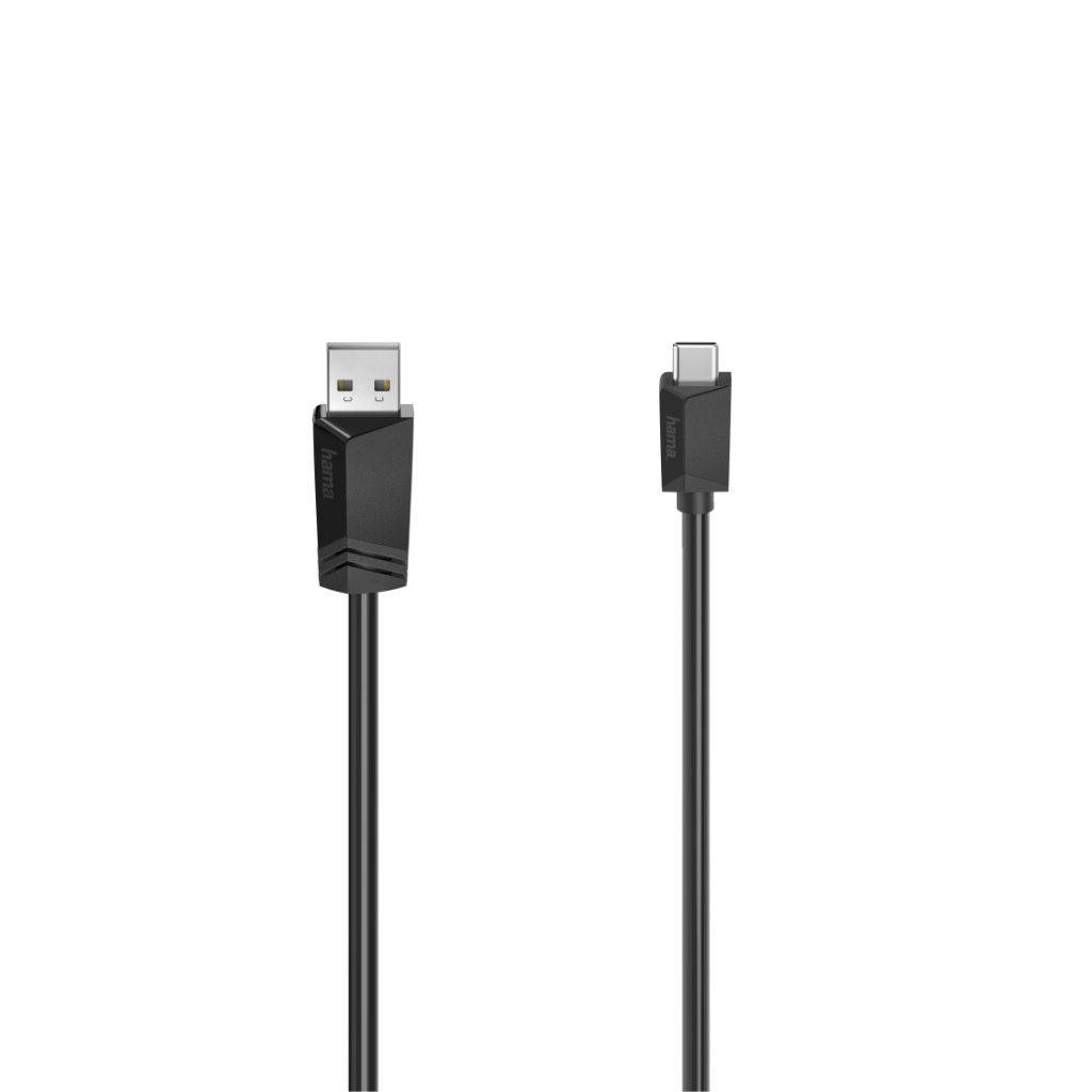 Кабел HAMA  USB-C мъжко - USB 2.0 A мъжко, 480Mbit-s,0.75 м, Черенна ниска цена с бърза доставка - BestPC.BG