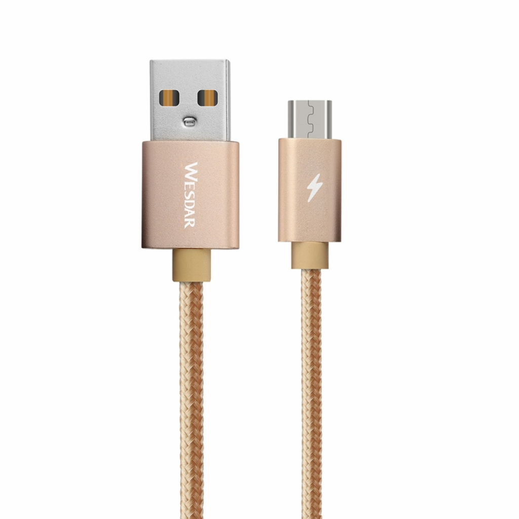 Wesdar Кабел, USB към Micro USB, 1.2 m, златистна ниска цена с бърза доставка - BestPC.BG