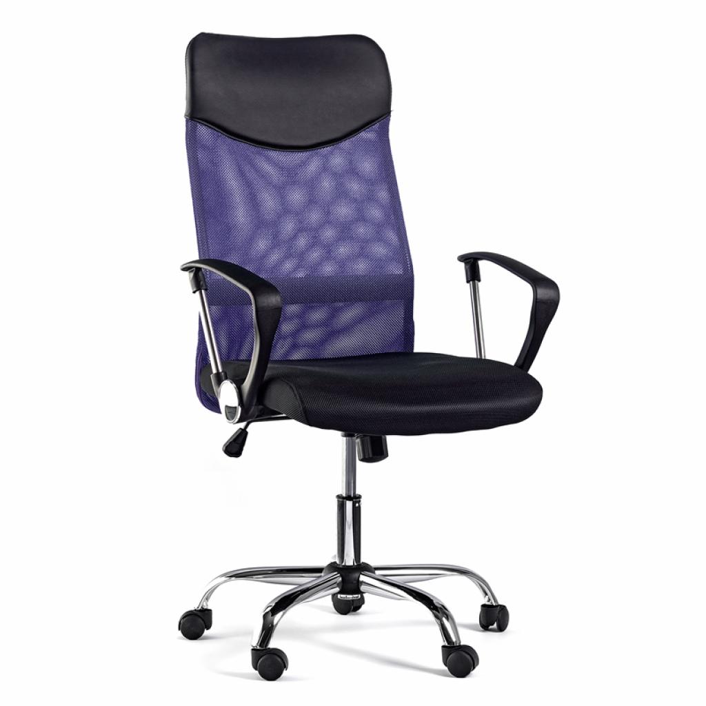 Директорски стол Monti HB, текстил, екокожа и меш, Tilt механизъм, до 120 kg, черна седалка, лилава облегалкана ниска цена с бърза доставка - BestPC.BG