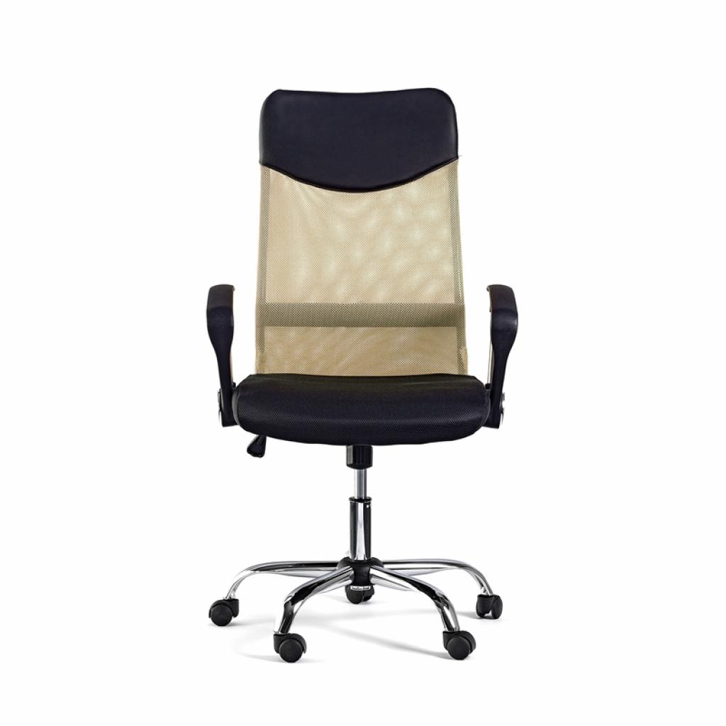 Директорски стол Monti HB, текстил, екокожа и меш, Tilt механизъм, до 120 kg, черна седалка, бежова облегалкана ниска цена с бърза доставка - BestPC.BG