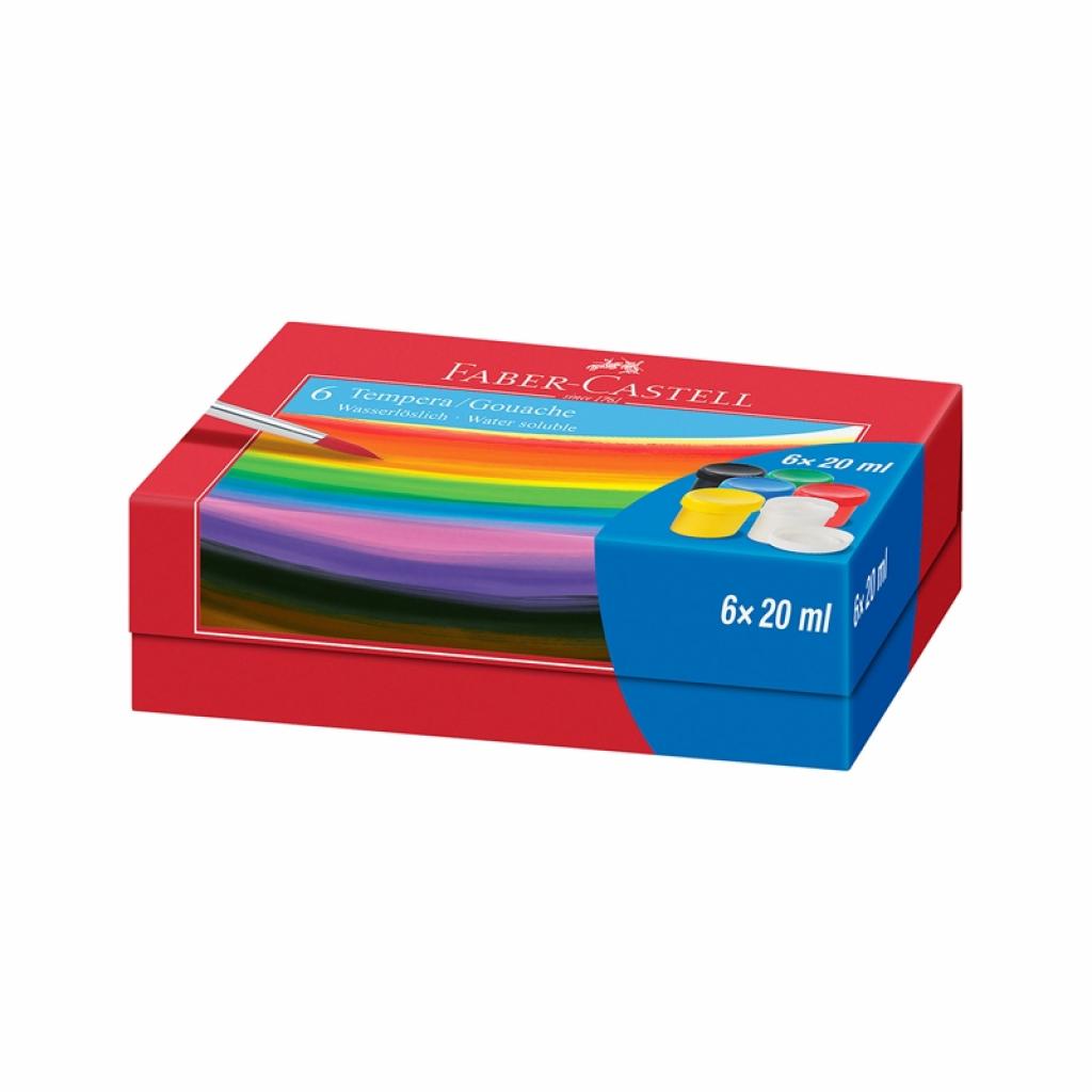 Faber-Castell Темперни бои, 20 ml, 6 цвята, в бурканчетана ниска цена с бърза доставка - BestPC.BG