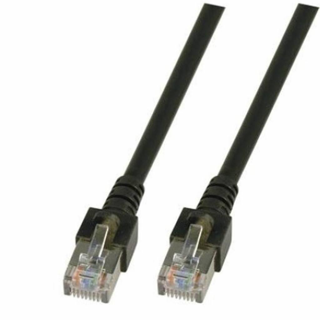 Медна пач корда RJ45 Patch cable SF/UTP, Cat.5e, PVC, CCA, blackна ниска цена с бърза доставка - BestPC.BG