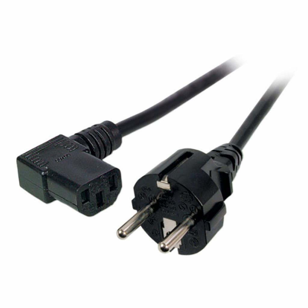 Кабел/адаптер Power cable Schuko CEE7/7 180° - C13 90°, 10A, blackна ниска цена с бърза доставка - BestPC.BG