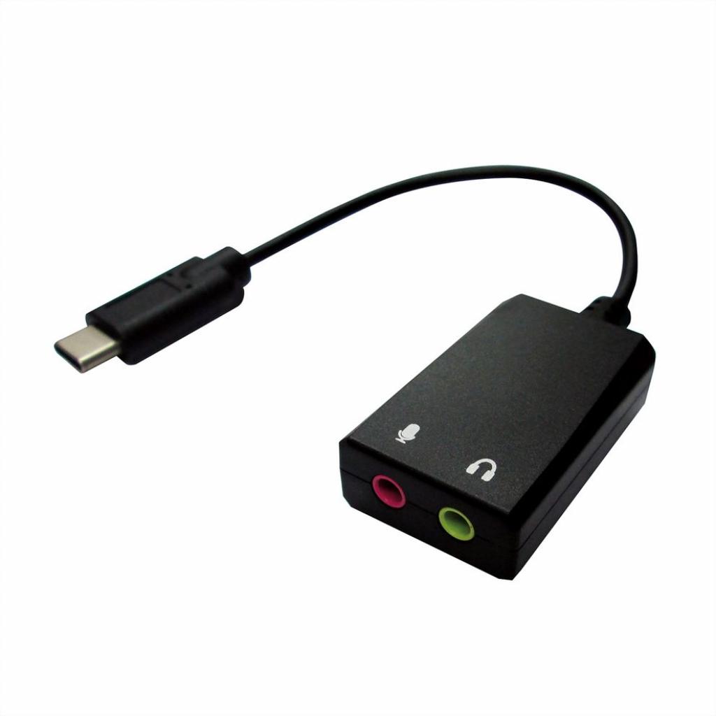 Аудио карта ROLINE 12.03.3222 :: USB Type C звукова карта, 1x 3.5 mm Audio + 1x Type C (PD), M-F, 0.13 мна ниска цена с бърза доставка - BestPC.BG