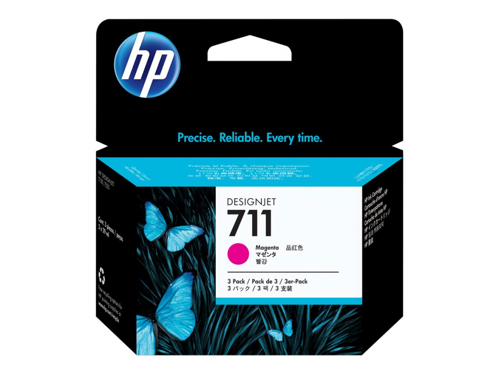Касета с мастило HP 711 original Ink cartridge CZ135A magenta standard capacity 3-packна ниска цена с бърза доставка - BestPC.BG