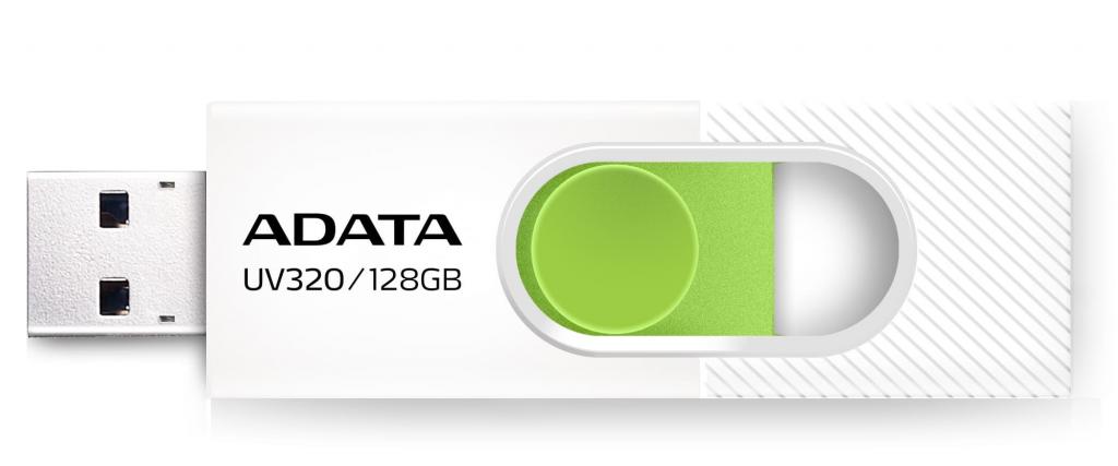 Adata UV320, 128GB, USB Type 3.2, бял/зелен цвятна ниска цена с бърза доставка - BestPC.BG