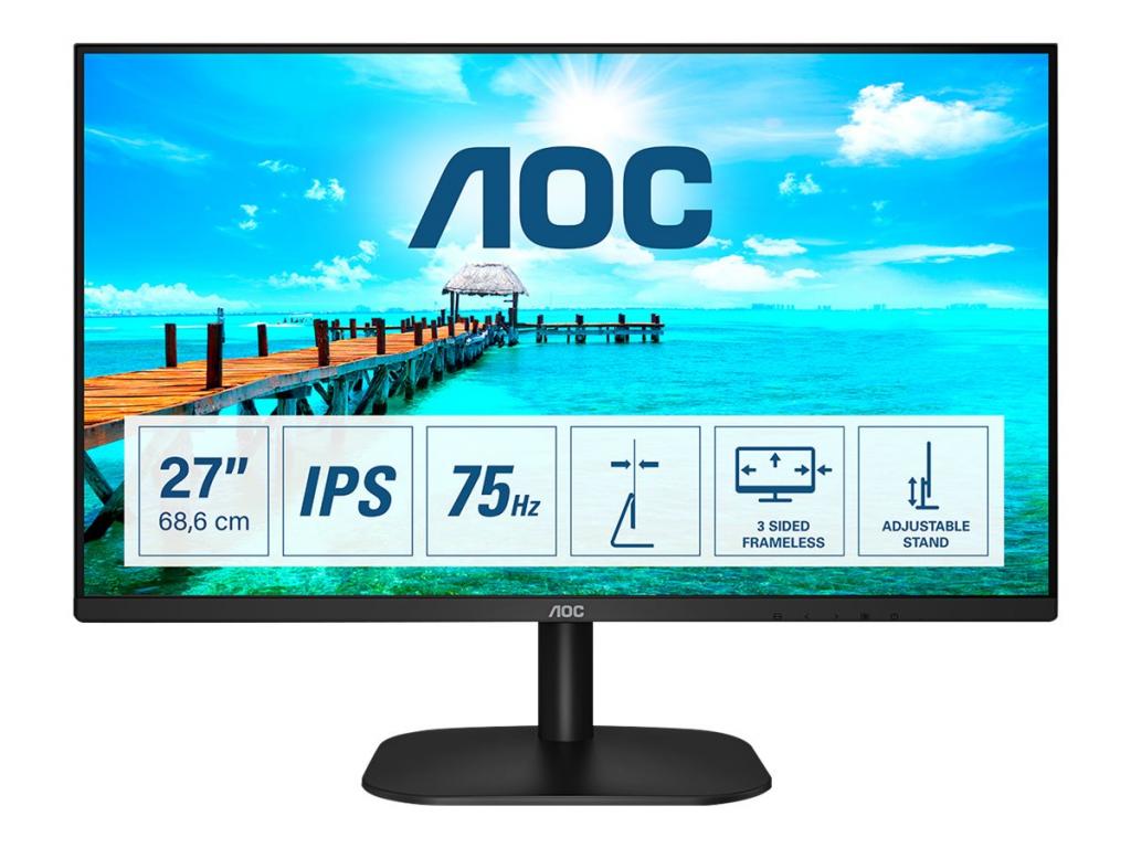 Монитор AOC 27B2DA 27inch IPS FHD 1920x1080 16:9 250nits 75Hz 1000:1 4ms HDMI1.4на ниска цена с бърза доставка - BestPC.BG