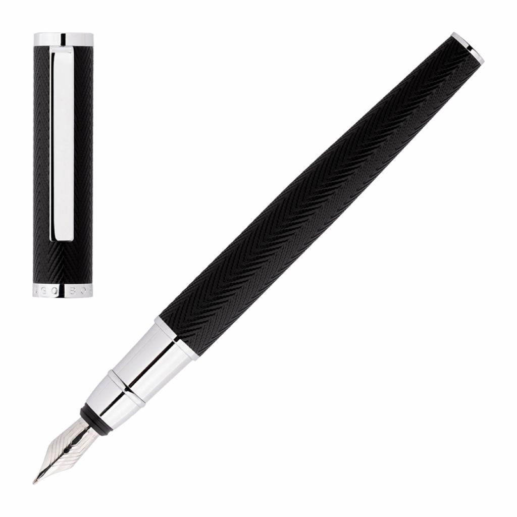 Hugo Boss Писалка Formation Herringbone, в кутия, сребристо-чернана ниска цена с бърза доставка - BestPC.BG