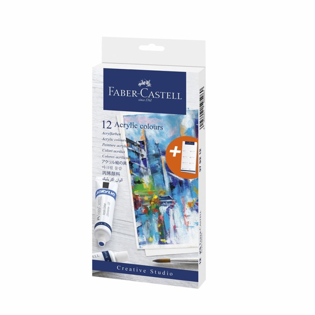 Faber-Castell Акрилни бои Creative Studio, 12 цвята, 20 mlна ниска цена с бърза доставка - BestPC.BG