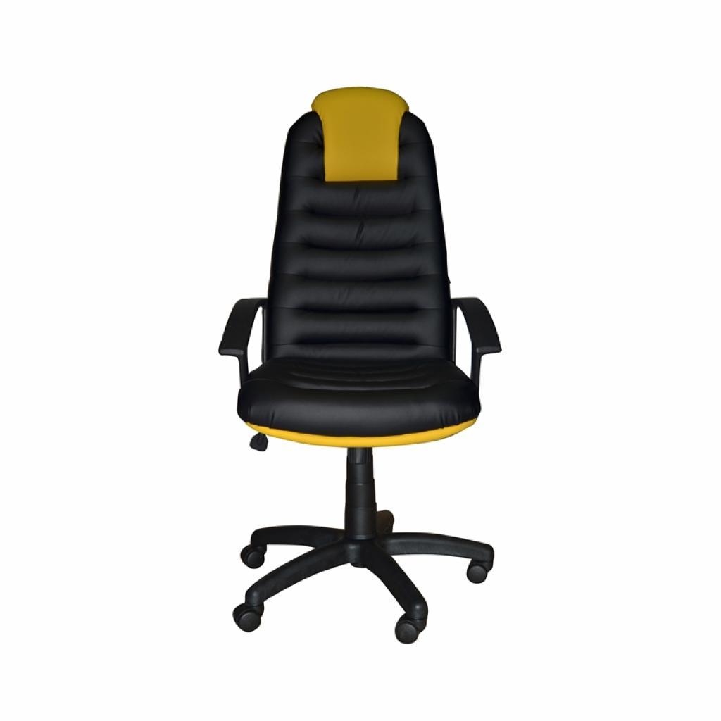 Геймърски стол Tunis, екокожа, Tilt механизъм, полиамидна основа, до 120 kg, черно-жълтна ниска цена с бърза доставка - BestPC.BG