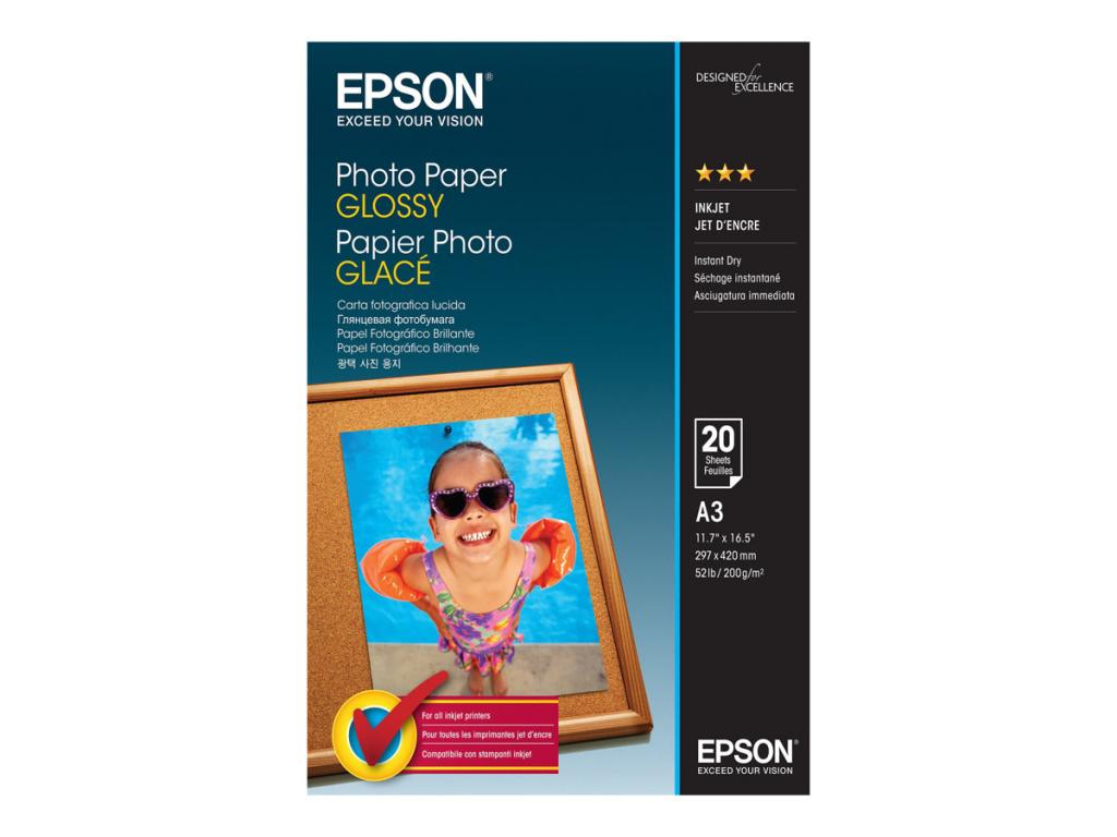 Хартия за принтер EPSON Photo paper glossy A3 20 sheets 1-packна ниска цена с бърза доставка - BestPC.BG