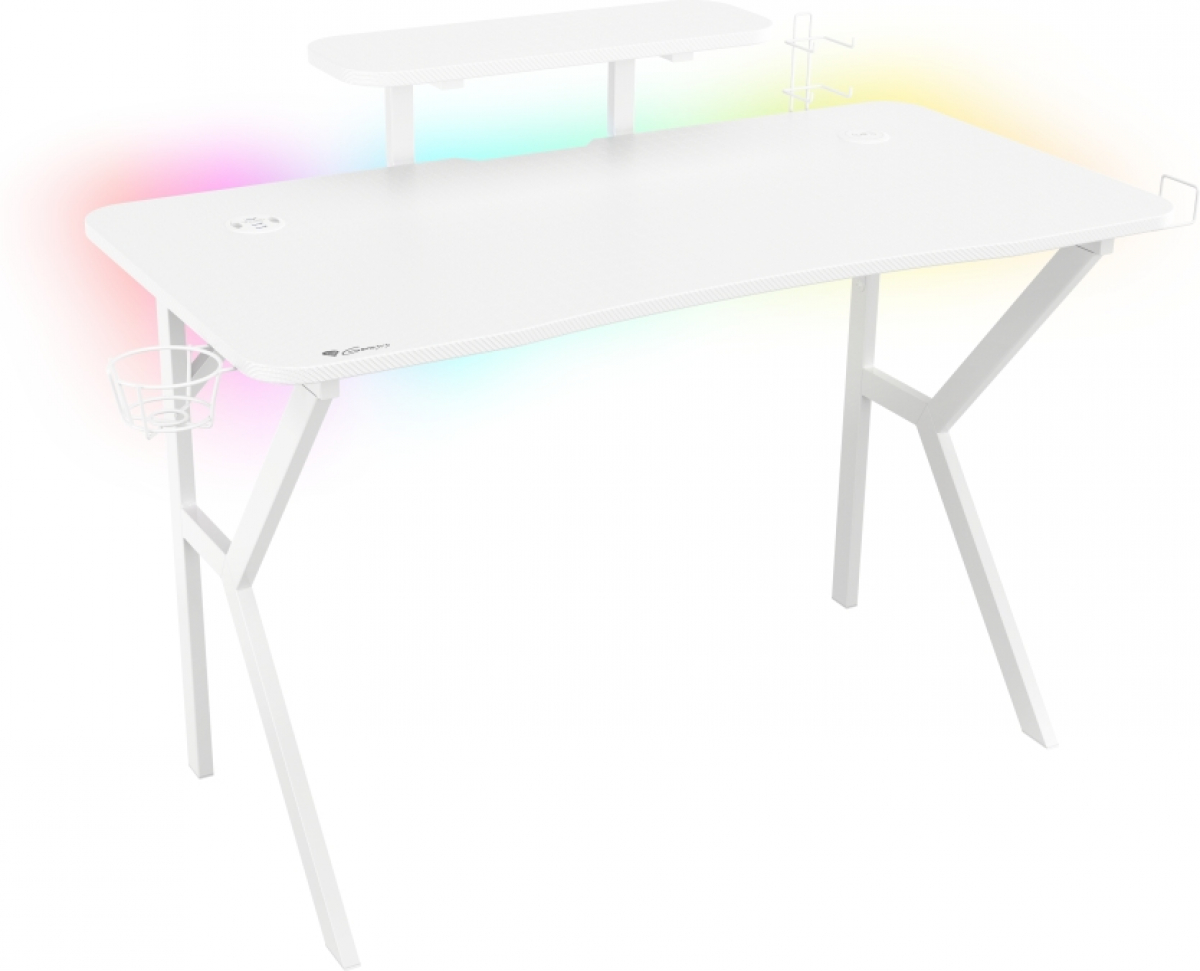 Бюро Геймърско Genesis Holm 320 RGB, бял цвятна ниска цена с бърза доставка - BestPC.BG