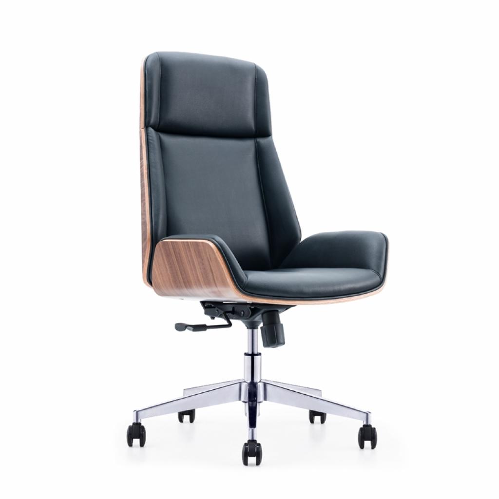 Офис стол Кресло RFG Brian, работно, екокожа, до 150 kg, черна седалка, черна облегалкана ниска цена с бърза доставка - BestPC.BG