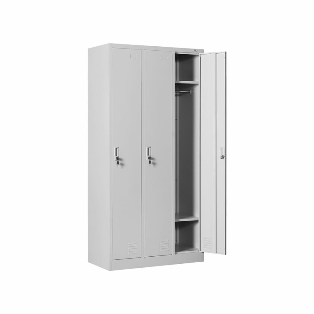 Гардероб RFG, метален, троен, 90 х 45 х 185 cm, сивна ниска цена с бърза доставка - BestPC.BG