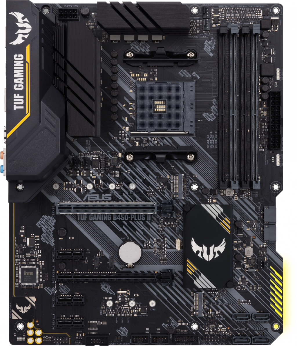 Дънна платка ASUS TUF GAMING B450-PLUS II, socket AM4, ATX, dual M.2на ниска цена с бърза доставка - BestPC.BG