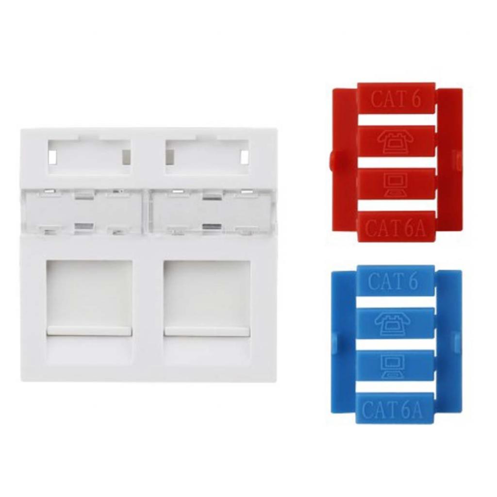 Розетка Лицев панел за 2 жака RJ45, 45x45 мм, бялна ниска цена с бърза доставка - BestPC.BG