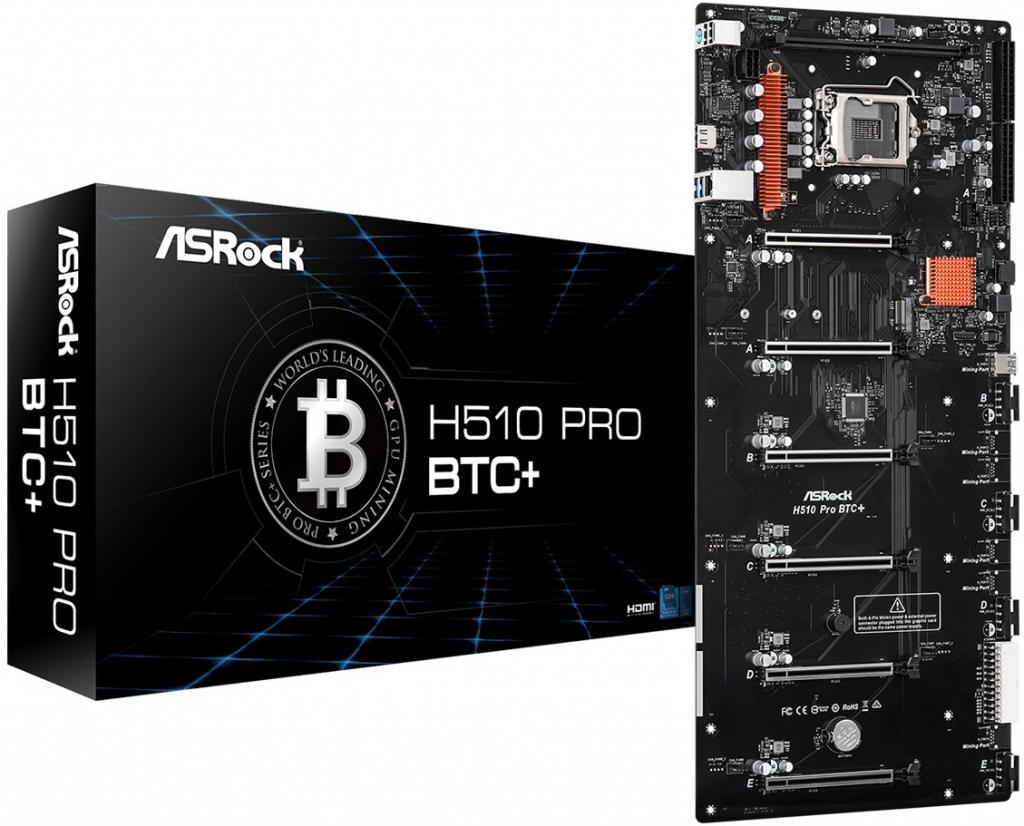 Дънна платка ASRock H510 Pro BTC+, LGA1200, 6 PCIe 3.0 x16, 1 Mining Portна ниска цена с бърза доставка - BestPC.BG