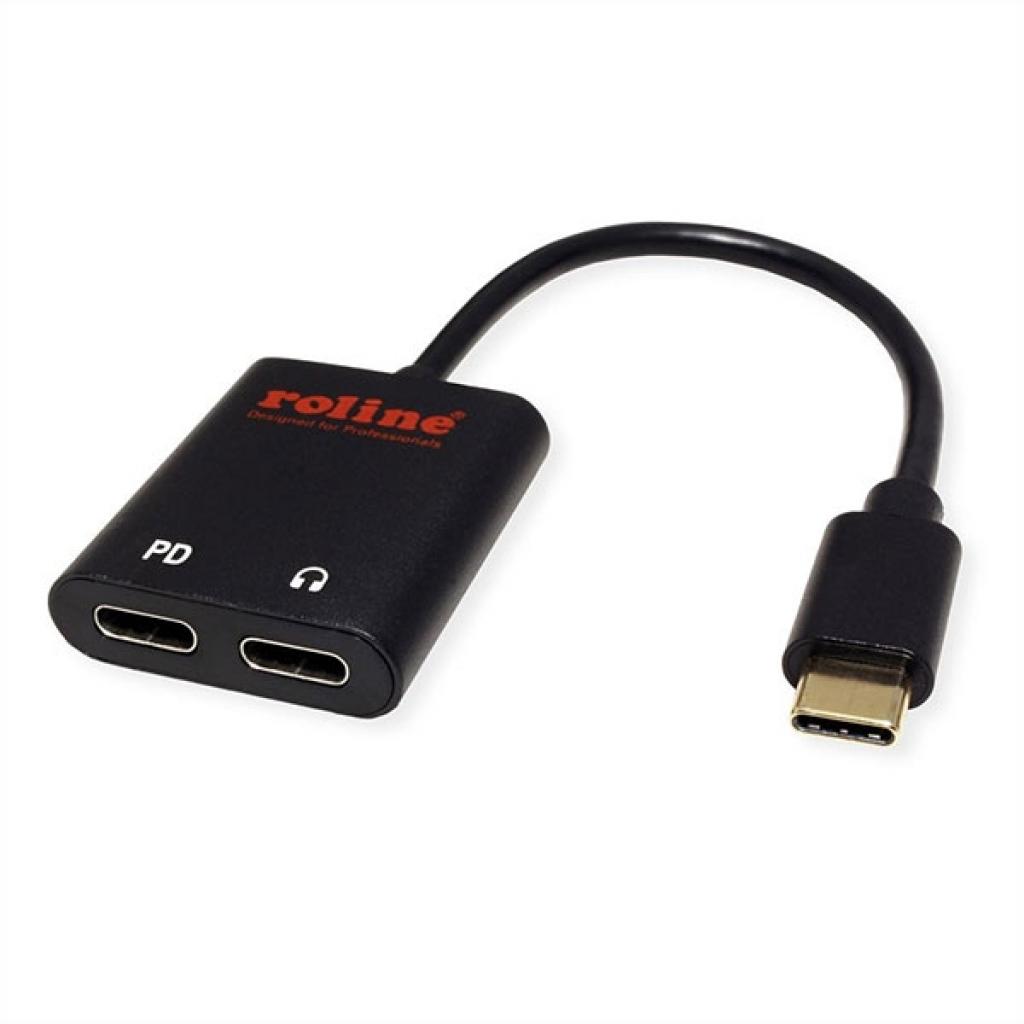 Кабел/адаптер Adapter USB C - 2xC, Audio + PD, Roline 12.03.3219на ниска цена с бърза доставка - BestPC.BG