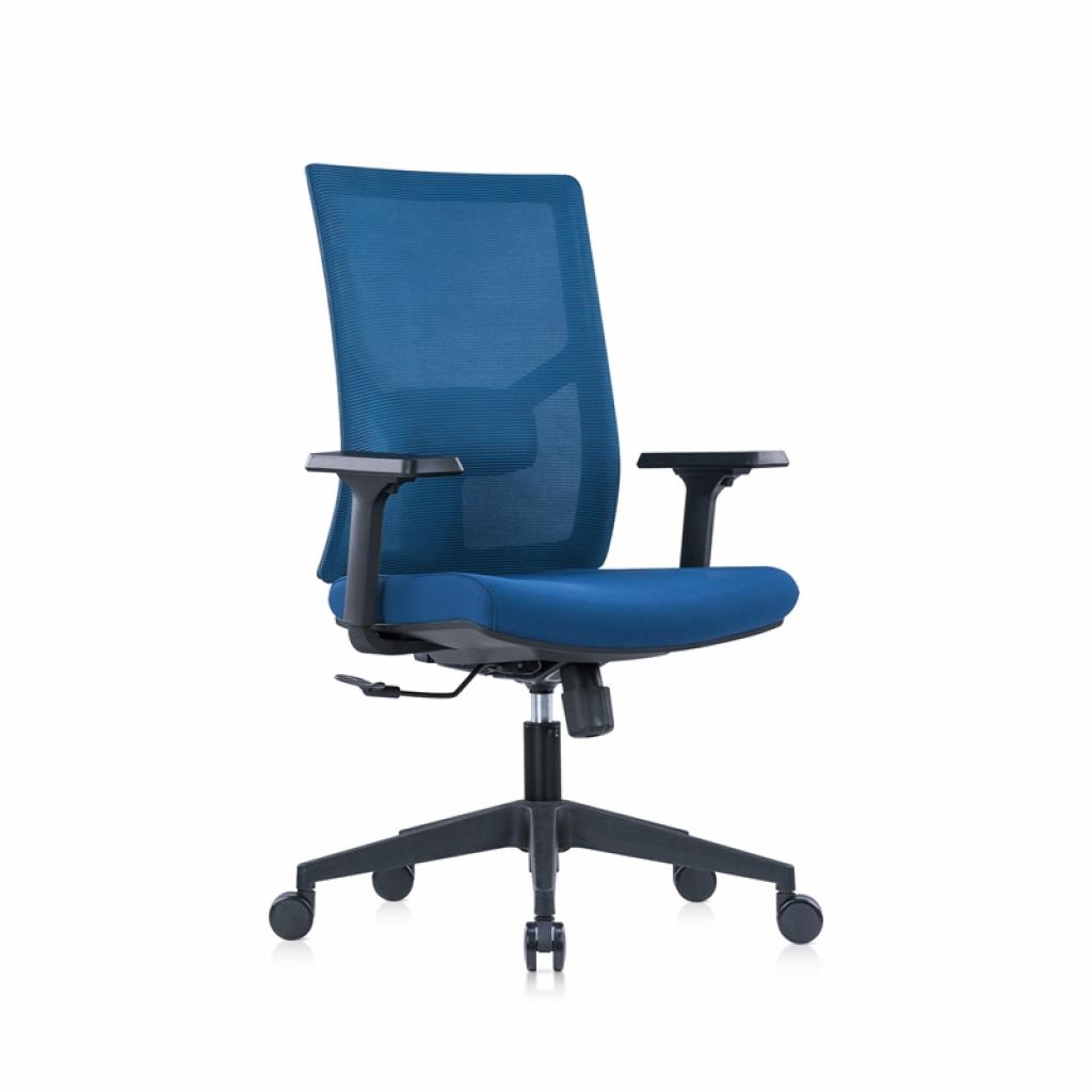 Ергономичен стол RFG Snow Black W, дамаска и меш, Multi-function механизъм, до 120 kg, тъмносиня седалка, тъмносиня облегалкана ниска цена с бърза доставка - BestPC.BG