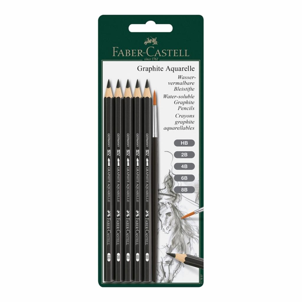 Faber-Castell Акварелни моливи Graphite Aquarelle, с четка, 5 брояна ниска цена с бърза доставка - BestPC.BG