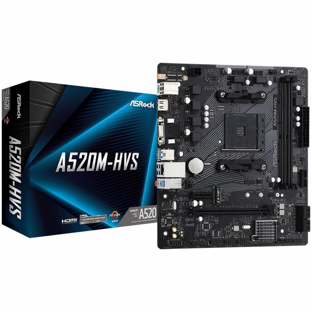 Дънна платка ASROCK Main Board Desktop A520M-HVS (AM4, 2xDDR4, PCIe 3.0 x16, PCIe 3.0 x1на ниска цена с бърза доставка - BestPC.BG