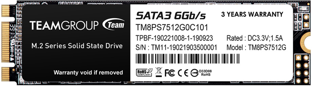 SSD Team Group MS30, 512 GB, 530 MB/s, M.2 2280, SATA 3 6Gb/sна ниска цена с бърза доставка - BestPC.BG