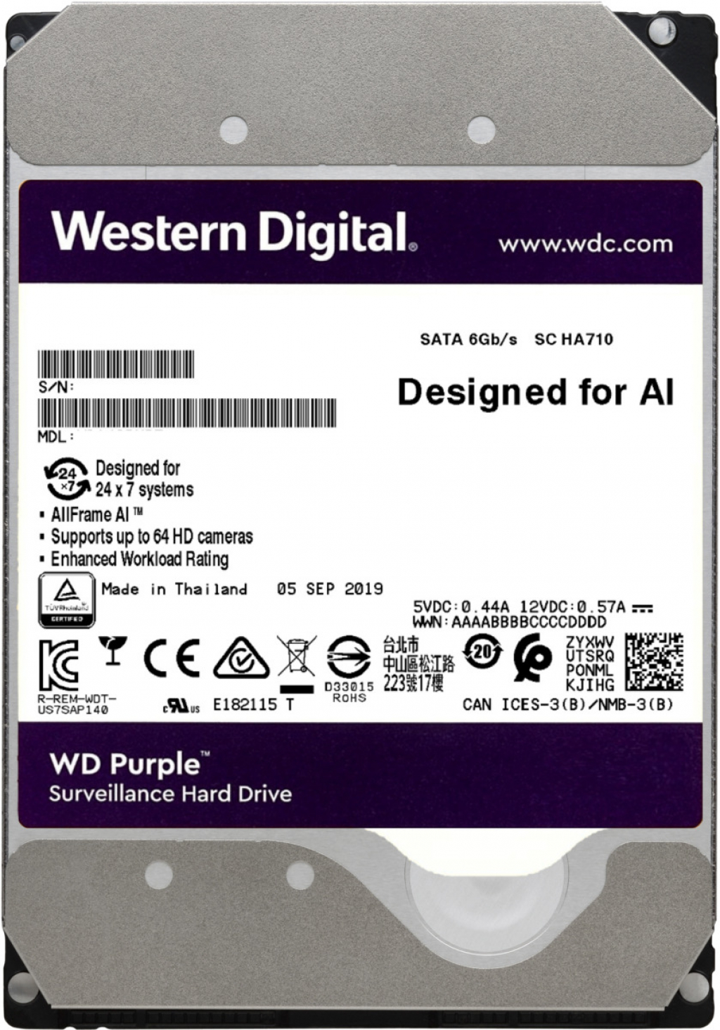 HDD за DVR-видеонаблюдение HDD AV WD Purple (3.5'', 4TB, 256MB, 5400 RPM, SATA 6 Gb-s)на ниска цена с бърза доставка - BestPC.BG