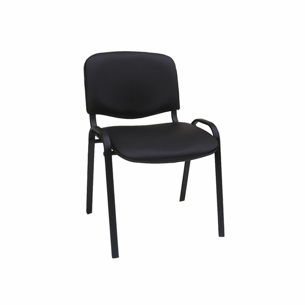 Посетителски стол Iso Black, екокожа, метална основа, до 120 kg, черенна ниска цена с бърза доставка - BestPC.BG