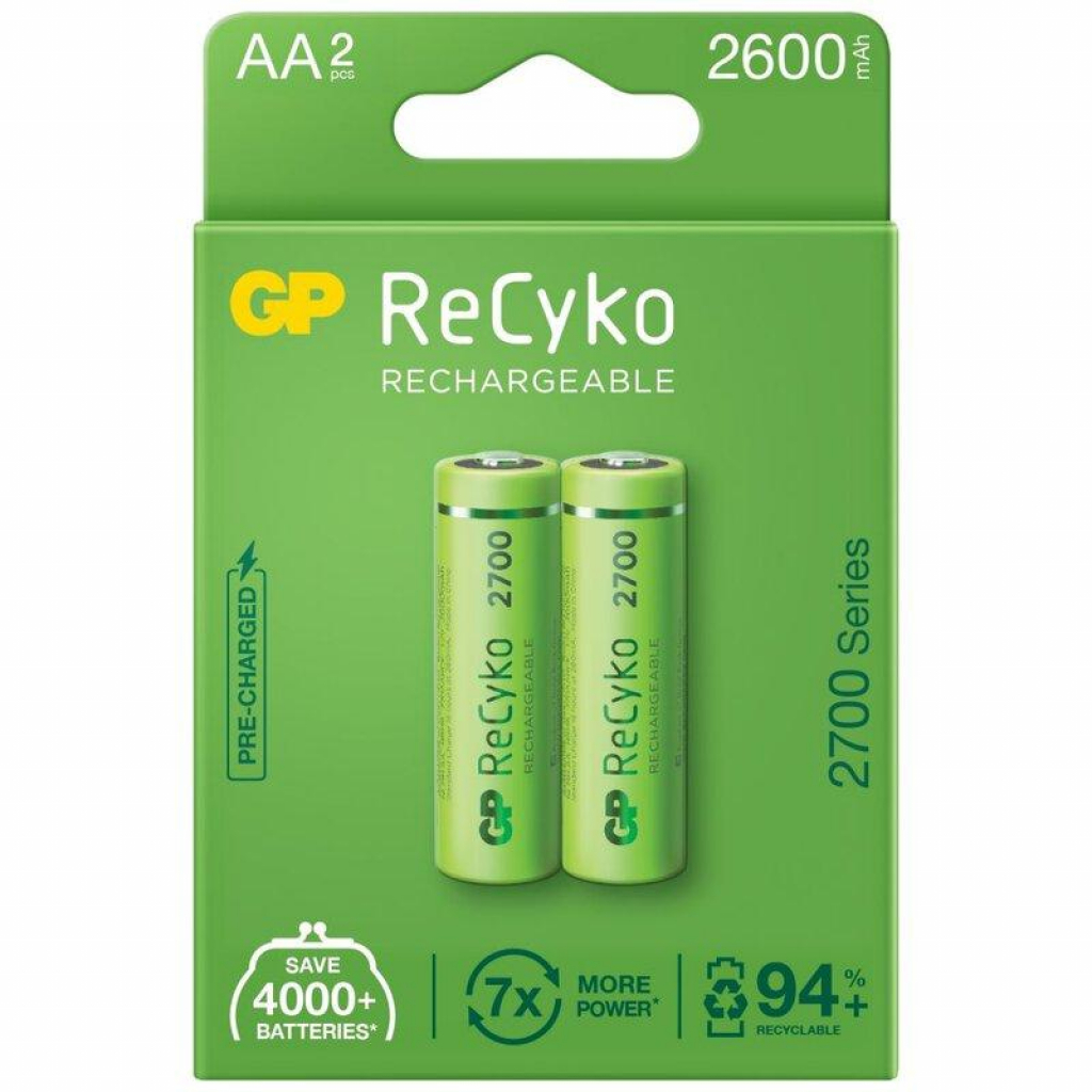 Акумулаторна Батерия GP  R6 AA 2600mAh NiMH 2 бр. 270AAHCE-EB2  GPна ниска цена с бърза доставка - BestPC.BG