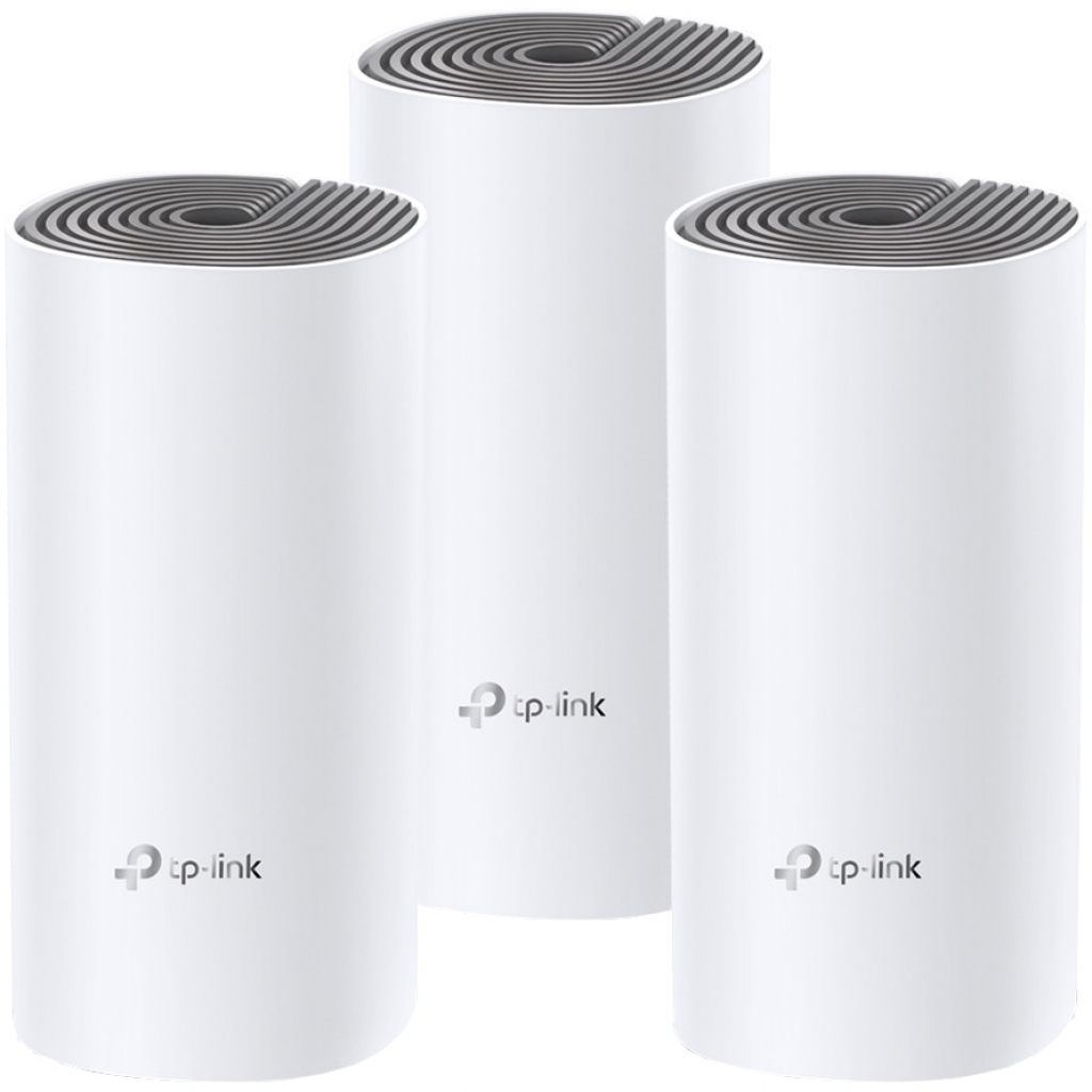 Безжични WiFi Mesh системa TP-LINK Deco E4(3-pack), AC1200, 2xFE, Mesh, Amazon Alexaна ниска цена с бърза доставка - BestPC.BG