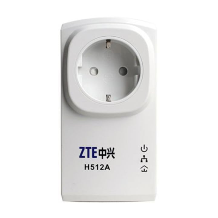 Адаптер за мрежа ZTE H512A, AV200, 1x 10-100Mbps порт, AC гнездо, комплект 2 бр.на ниска цена с бърза доставка - BestPC.BG