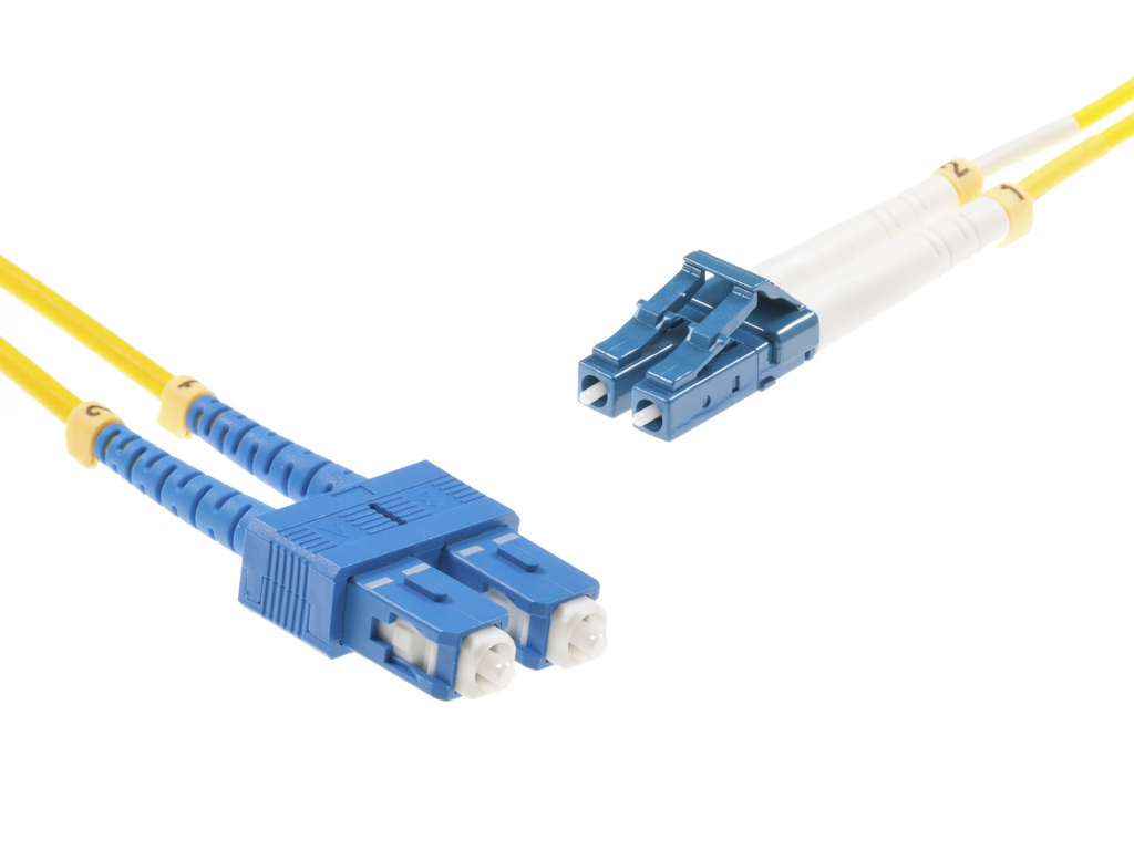 Оптична корда BrandRex, 1m, 8-125 SM, LC - SC duplex connecotorsна ниска цена с бърза доставка - BestPC.BG