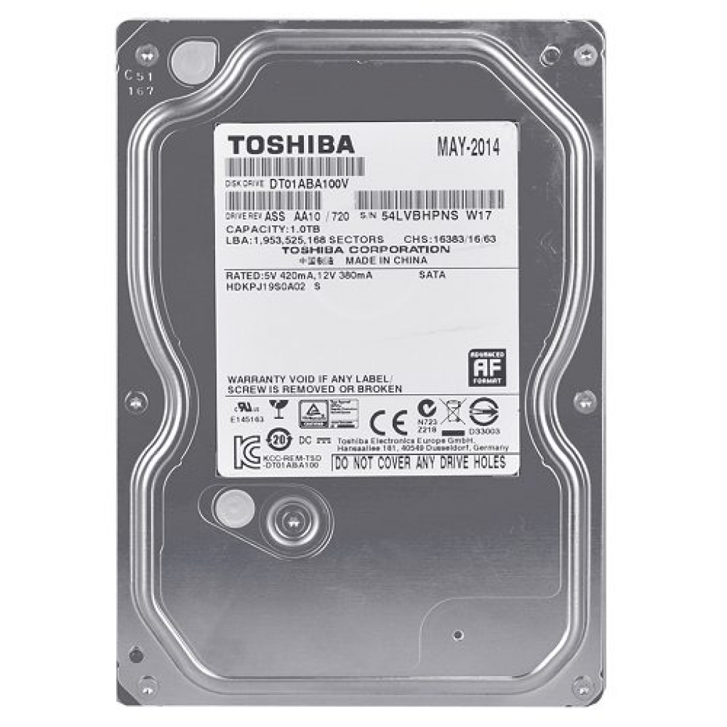 HDD вътрешен Toshiba DT01ABA100V, 3.5", 1TB, 5, 700 rpm, SATA 6 Gbit-s, Bufferна ниска цена с бърза доставка - BestPC.BG