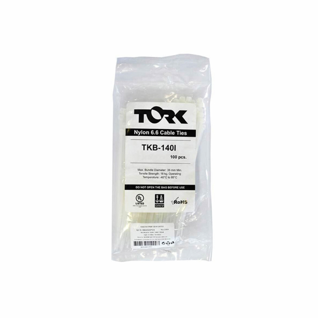 Продукт Кабелни връзки Tork, 150 х 2.5 mm, бели, 100 брояна ниска цена с бърза доставка - BestPC.BG